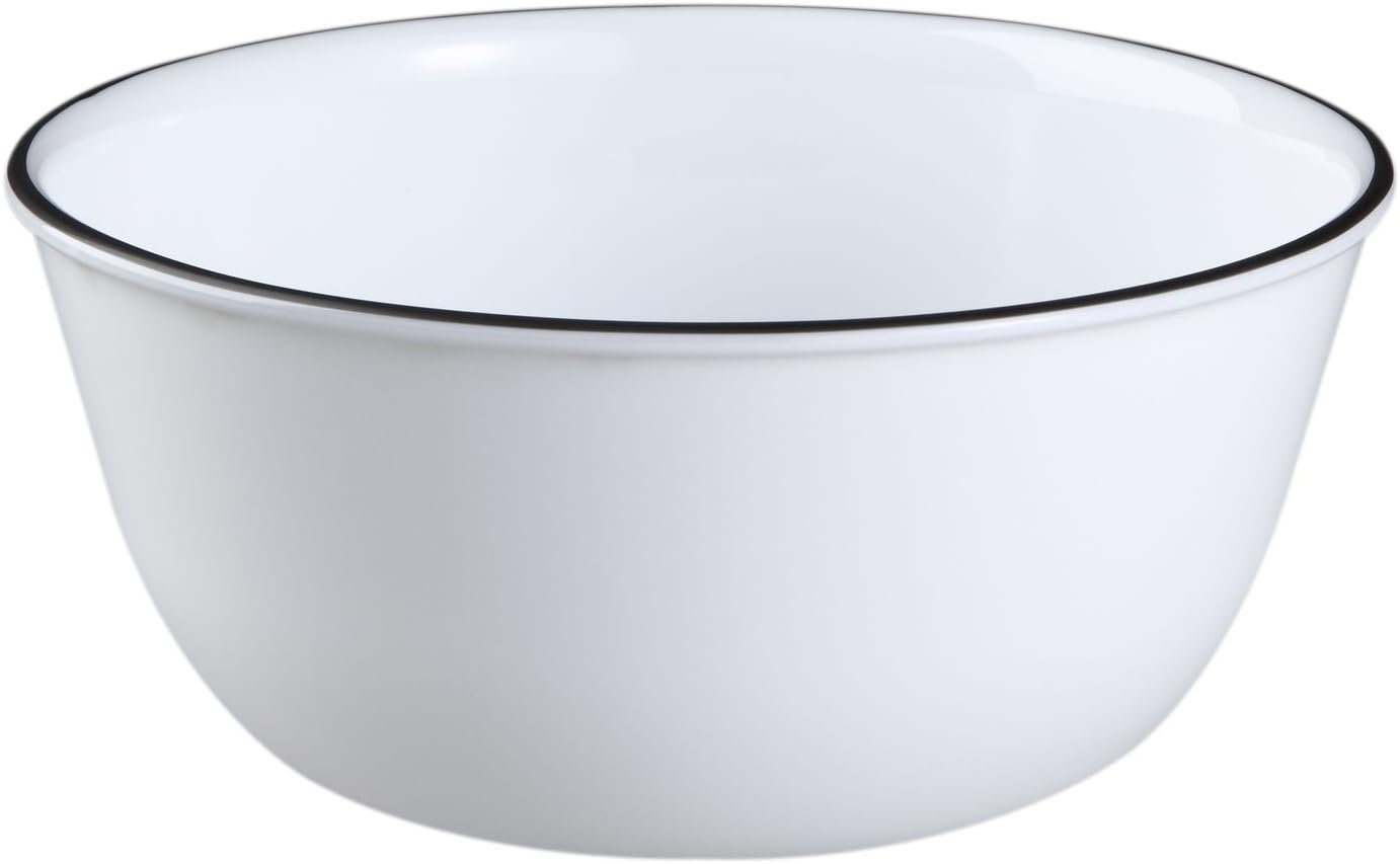 Corelle Livingware 28-Ounce Super Soup/Cereal Bowl  Classic Café Black Rim (3 Bowls)