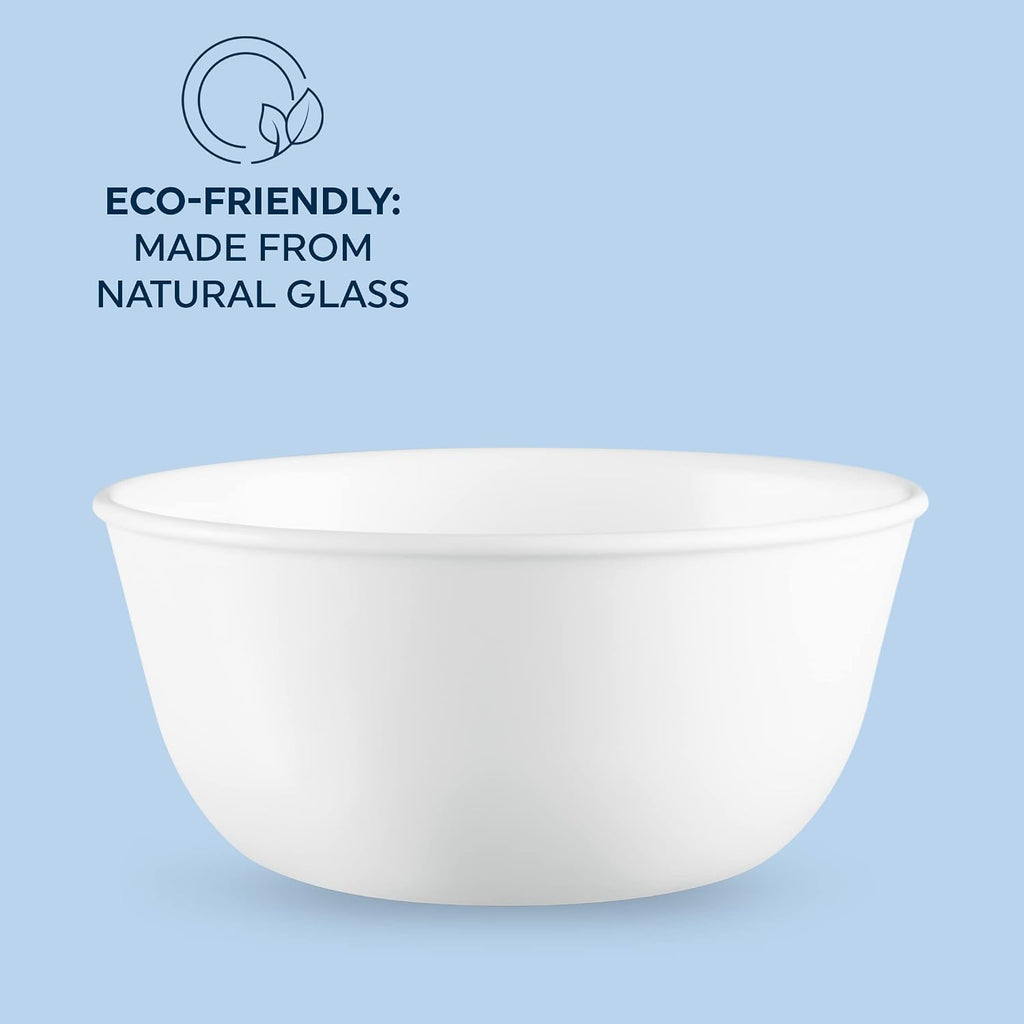 Corelle Vitrelle 28-oz Soup/Cereal Bowls Set of 6 Chip & Crack Resistant Dinnerware Bowls for Soup  Ramen  Cereal and More  Triple Layer Glass  Winter Frost White
