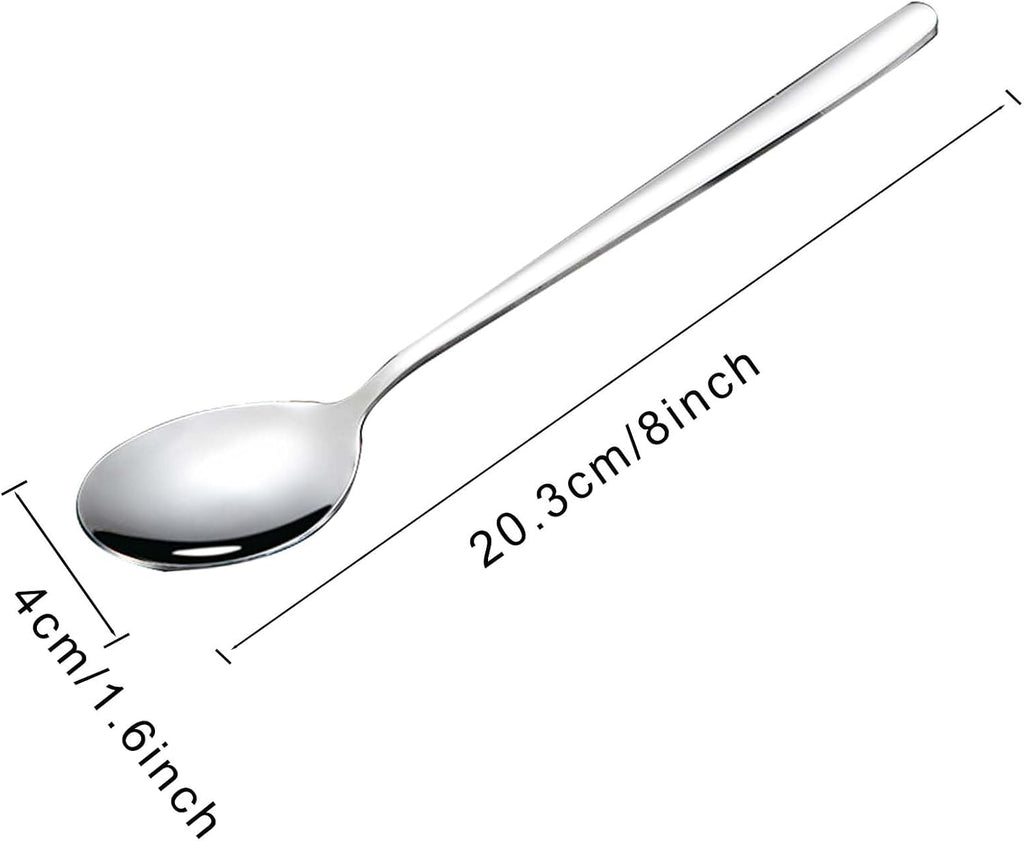 Large Soup Spoon Stainless Steel Dishwasher Safe Dinner Big Teaspoons with Round Edge 8 inches Tablespoons (4)