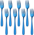 Buyer Star Appetizers Desert Forks  18/10 Stainless Steel 3-tine Cocktail Mini Salad Fruit Fork Sets of 8  5.5 Inch