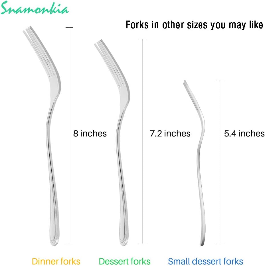 Snamonkia Set of 12 Dinner Forks Stainless Steel  8 Inches  18/0 Large Table Forks for Salad Steak Spaghetti