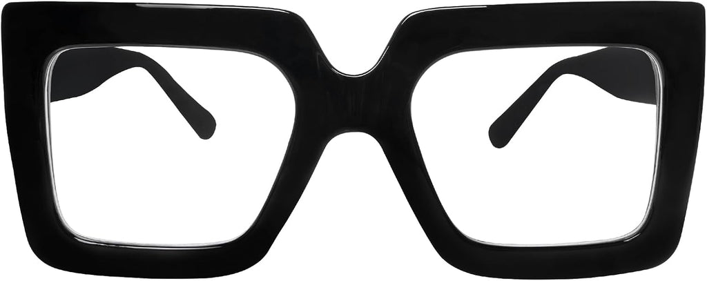hoyuwak Oversized Square Blue Light Glasses Big Frame Computer Eyewear Thick Fashion Clear Glasses for Women Fashion