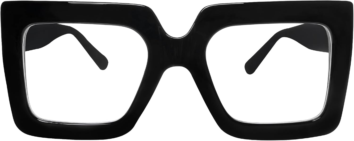 hoyuwak Oversized Square Blue Light Glasses Big Frame Computer Eyewear Thick Fashion Clear Glasses for Women Fashion