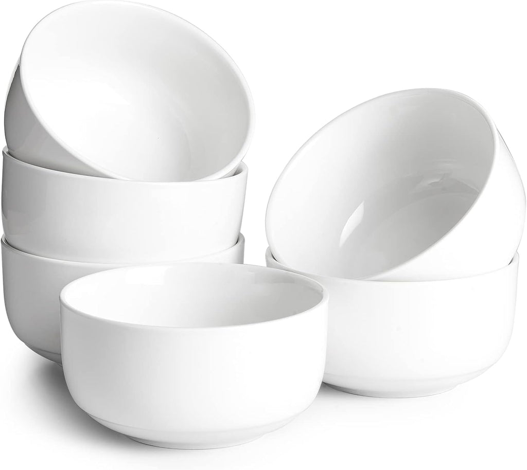 DOWAN Cereal Bowl  22 Ounce Soup Bowls White Ceramic Bowl Set of 6  White Porcelain Bowls for Kitchen  Oven & Dishwasher & Microwave Safe  White Porcelain Soup Bowls for Cereal Soup Rice Pasta Salad