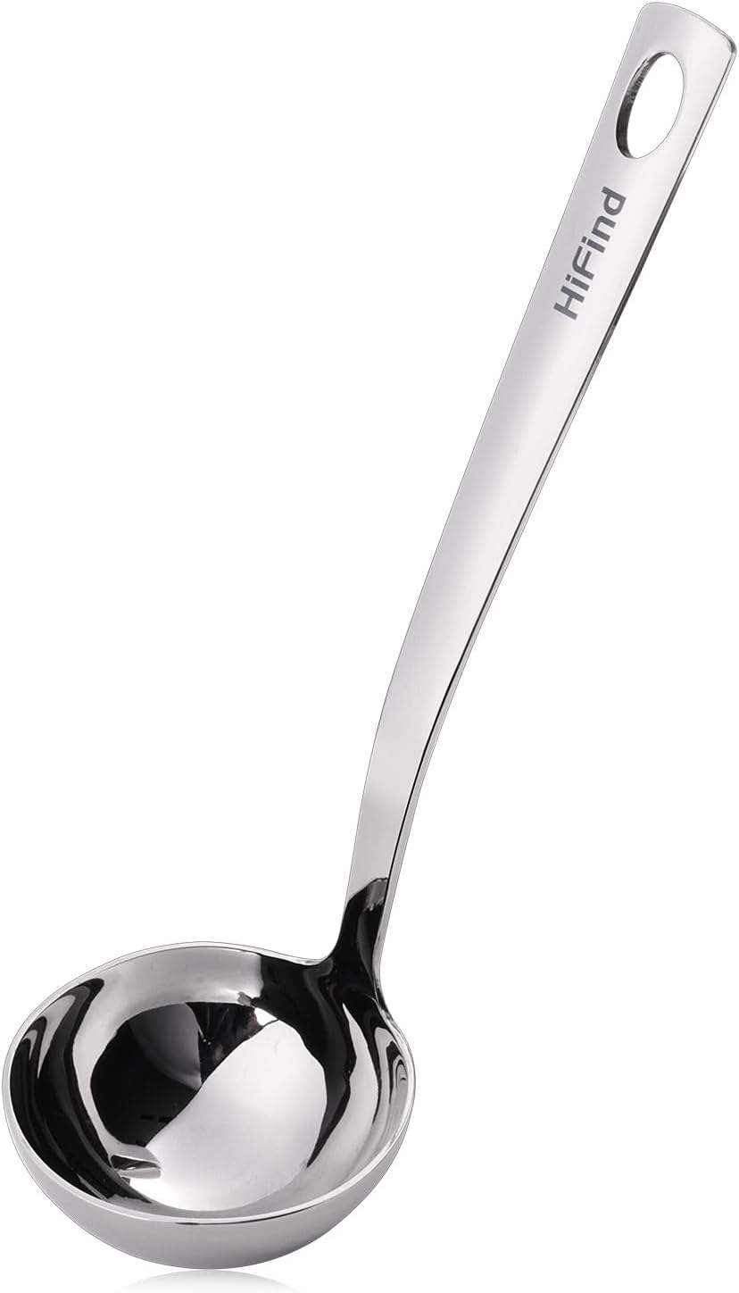 Kitchen Stainless Steel 11.2 Inches Round Soup Ladle Ergonomic Handle  Perfect For Stirring  Serving Soups  And More - Heavy-Duty Metal Ladle Chef Craft Select Serving Ladle