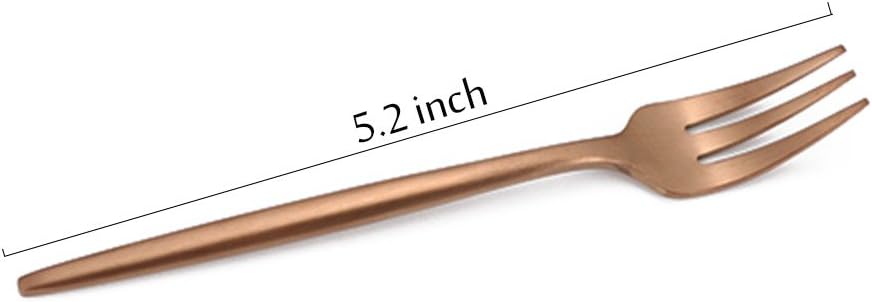 ROSE Gold 18/10 Stainles Steel Cake Forks Set 3 Tines Fruit Salad Fork  Slim Cutlery for Kitchen Hotel Restaurant Wedding Party  Matte Finish  Dishwasher Safe  Pack of 6