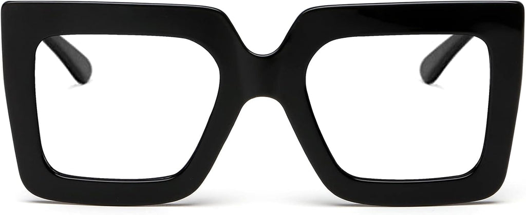 AIEYEZO Oversized Square Blue Light Glasses for Women Cute Big Frame Glasses Fashion Clear Multi-Color Computer Eyewear