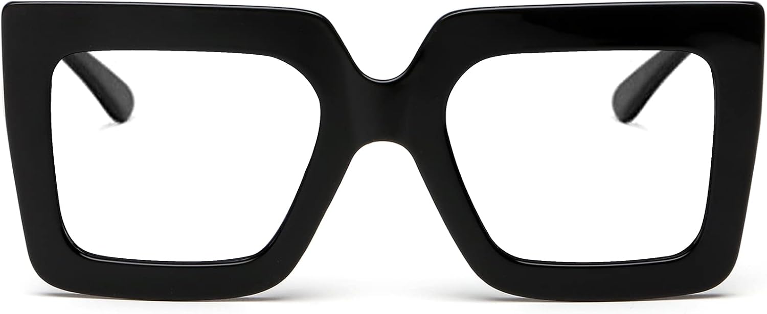 AIEYEZO Oversized Square Blue Light Glasses for Women Cute Big Frame Glasses Fashion Clear Multi-Color Computer Eyewear