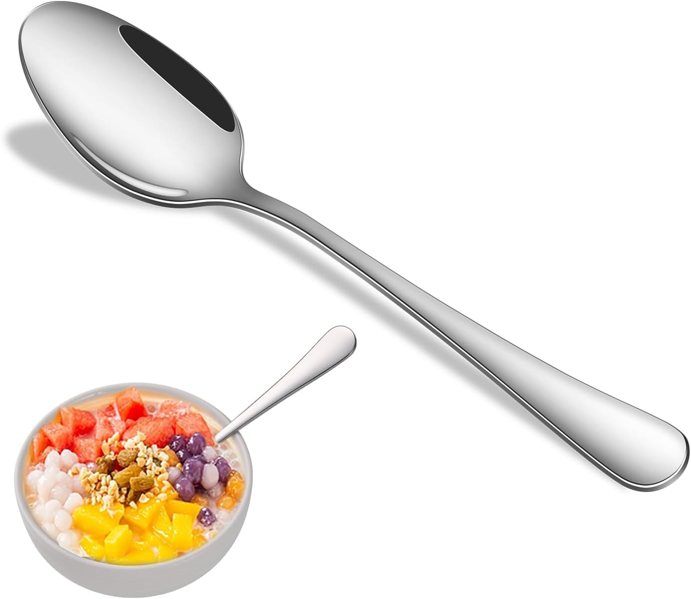 Dinner Spoon Set 8-Piece 7.3 Inch Soup Spoons Premium Food Grade Stainless Steel Table Spoon Durable Metal Tablespoon Dishwasher Safe Silverware Spoons