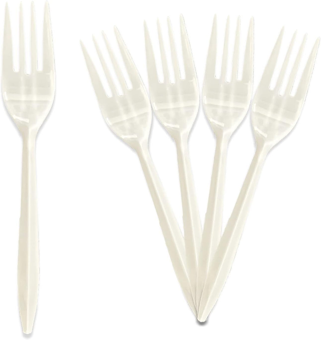 PAMI Medium Weight Disposable Plastic Forks 1000 Count White
