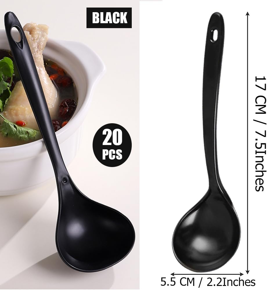 Large Plastic Serving Spoons Disposable Heavy Duty Serving Spoons Long Handle Scoop Soup Rice Ladle for Party Catering Buffet Restaurant 20 Pieces