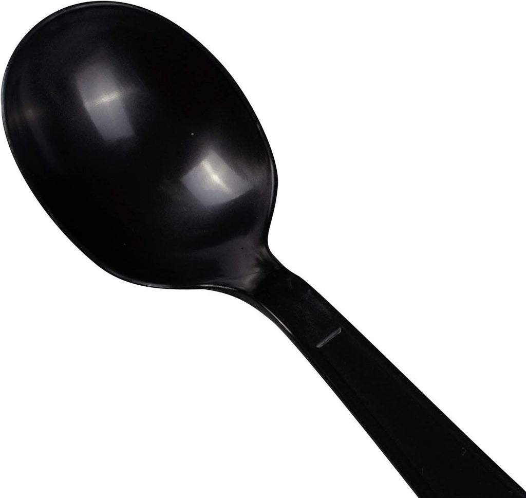 Karat [5.6" - 1000 pcs] Black Individually Wrapped Plastic Heavy-Weight Disposable Soup Spoon (U3532B)