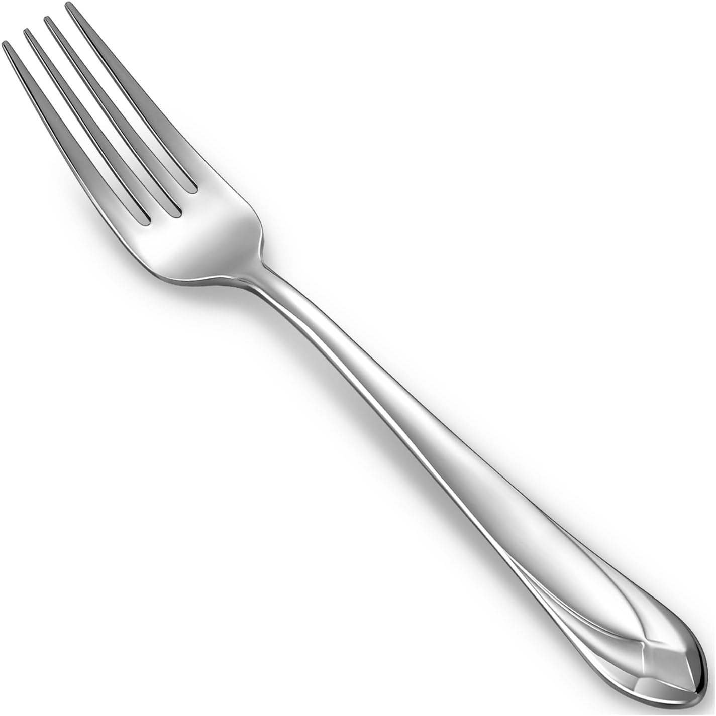 KEAWELL Premium Astra 4-Piece 7.3 inch Fork Set – 18/10 Stainless Steel Mirror-Finished Silverware with Diamond-Faceted Handles  Comfortable Grip and Dishwasher Safe (4  Salad Forks)