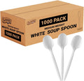 Plastic Soup Spoons  Disposable Silverware cutlery  White  Bulk 1000 Count