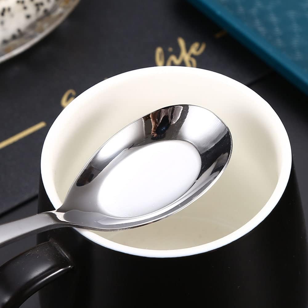 5 PCS Stainless Steel Mirror Finish Soup & Dessert Spoons for Soup  Rice  Tea  Milk  Coffee & Ice Cream（Golden）