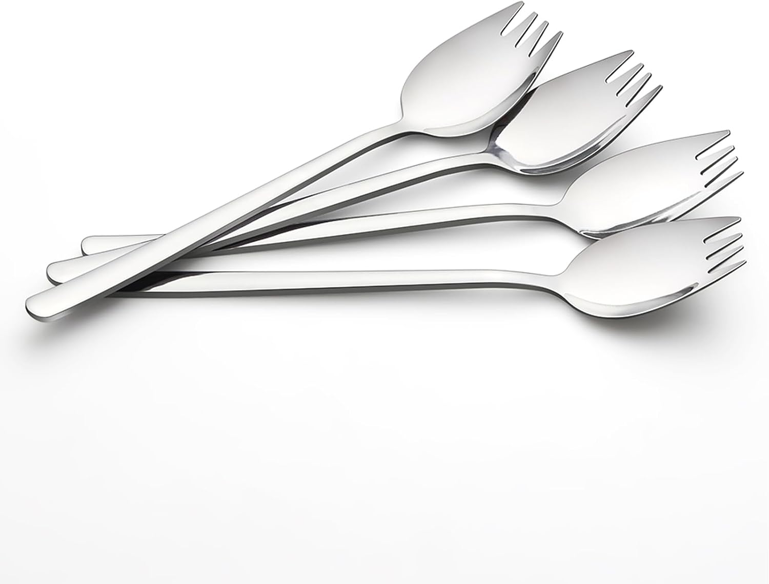 IQCWOOD Sporks  4-Pack 18/10 Stainless Steel Fork  Metal Spork for Everyday Household Use  7.4-Inch Long Handle Dessert Ice Cream Salad Forks  Flatware Set Spork for Fruit Appetizer Dessert