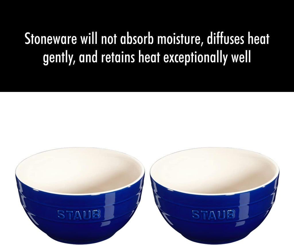 STAUB Ceramic 2-pc Large Universal Bowl Set  6.5-inch/1.25-qt  Dark Blue