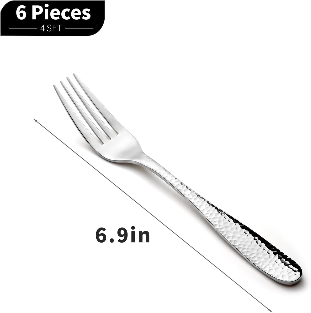 Dessert & Salad Forks 6 PCS-18/10 Premium Stainless Steel Heavy-Duty Small Forks Set for Cake  Fruit & Appetizers  Mirror-Polished  Dishwasher Safe