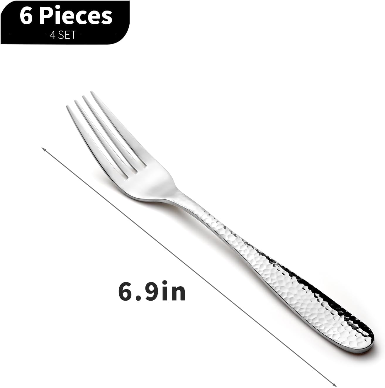 Dessert & Salad Forks 6 PCS-18/10 Premium Stainless Steel Heavy-Duty Small Forks Set for Cake  Fruit & Appetizers  Mirror-Polished  Dishwasher Safe