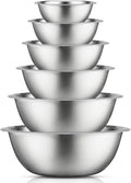 JoyJolt Stainless Steel Mixing Bowl Set - 6 Piece Nesting Bowls  5qt to 0.5qt  Ideal for Kitchen  Cooking  Baking and Storage