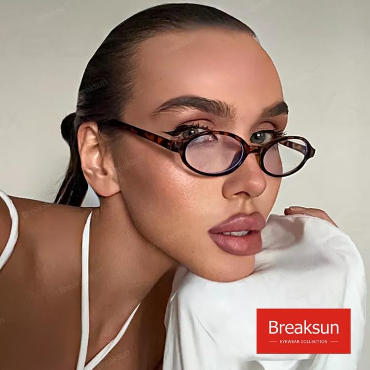 Retro Small Oval Glasses for Women Men 90s Small Face Blue Light Eyeglasses Cosplay Y2K Fake Glasses