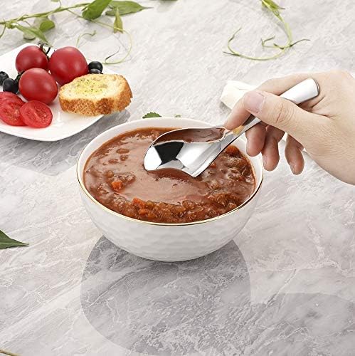HIWARE Thick Heavy-weight Soup Spoons  High Grade Stainless Steel Soup Spoons  Set of 6