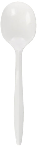 Genuine Joe Disposable Plastic Soup Spoon  Bulk Packed  Medium-Weight  White  1000 Count
