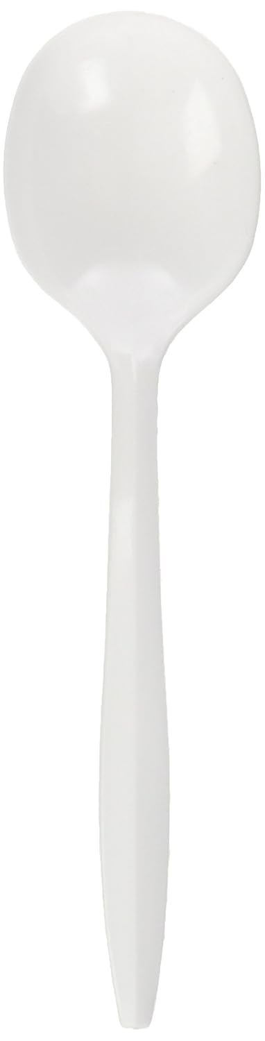 Genuine Joe Disposable Plastic Soup Spoon  Bulk Packed  Medium-Weight  White  1000 Count