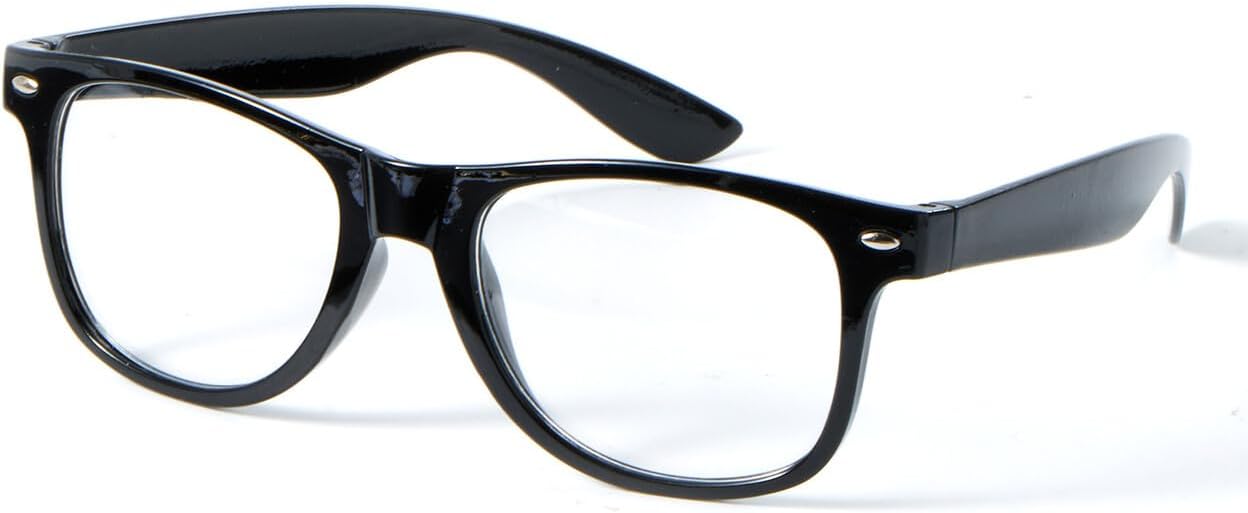 Spooktacular Creations Nerd Glasses  Black Fake Glasses with Clear Lenses Costume Props Halloween Cosplay for Men Women Adult Halloween Accessories Outfit