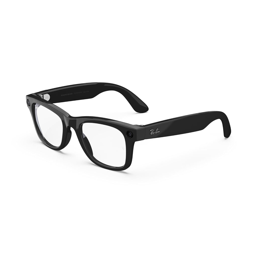 Ray-Ban Meta (Gen 1)  Wayfarer  Shiny Black | Smart AI Glasses for Men  Women — 12 MP Ultra-Wide Camera  Open-Ear Speakers for Audio  Video Recording and Bluetooth — Clear Lenses — Wearable Technology