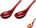 JapanBargain 2384 Melamine Soup Spoons  Set of 2  Red/Black Japanese Ramen Pho Wonton Style Utensils