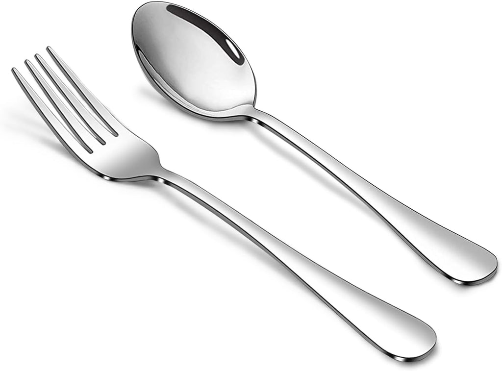 Forks and Spoons Set  6PCS 6.7" Salad Forks and 6PCS 6.7" Soup Spoons  Stainless Steel Silverware set of 12  Mirror Polished & Dishwasher Safe