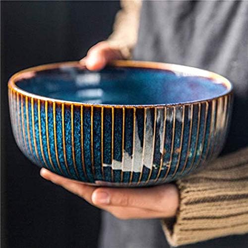 CSYY Salad Bowl 66 Oz  8" Large Soup Bowls  Porcelain Round Serving Bowl Blue Decorative Bowl for Salad  Chip  Cereal  Fruits and Pasta (1pc)