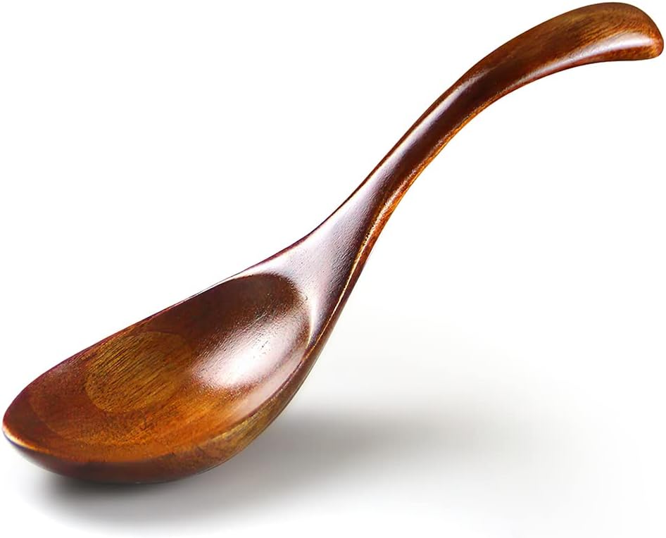 AOOSY Soup Spoons  Wooden Spoons  4 Pieces Japanese Style LightWeight Table Spoon Kitchen Utensil for Adults