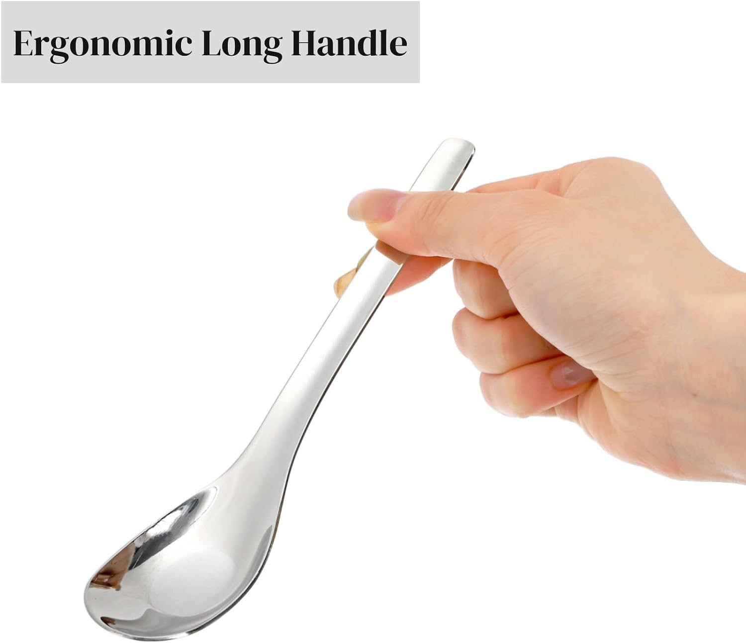 12 Pack Stainless Steel Soup Spoons  Premium Mirror Polished Chinese Dinner Spoons  Heavy Weight Table Spoon with Ergonomic Handle for Bouillon  Ramen  Pho  Wonton  Rice  Dishwasher Safe
