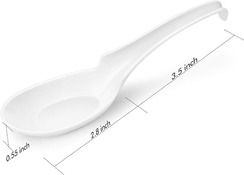 Hiware 12-piece Asian Soup Spoons  Rice Spoons  Chinese Won Ton Soup Spoon - Notch and Hook Style  White