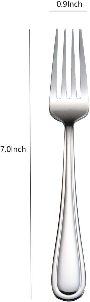 Salad Fork Set of 8 Piece  Stainless Steel Flatware Fork 7.0 Inch  Round Handle Mirror Polishing  Dishwasher Safe