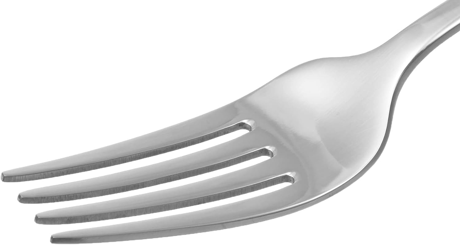 Amazon Basics Stainless Steel Dinner Forks with Scalloped Edge  Pack of 12  Silver