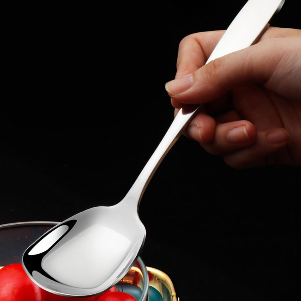Square Head Spoons  Korean style Square Sugar Spoon Thick Heavy Stainless Steel Soup Spoons Table Spoons Flat Square Spoon 7 Inch Set of 4.