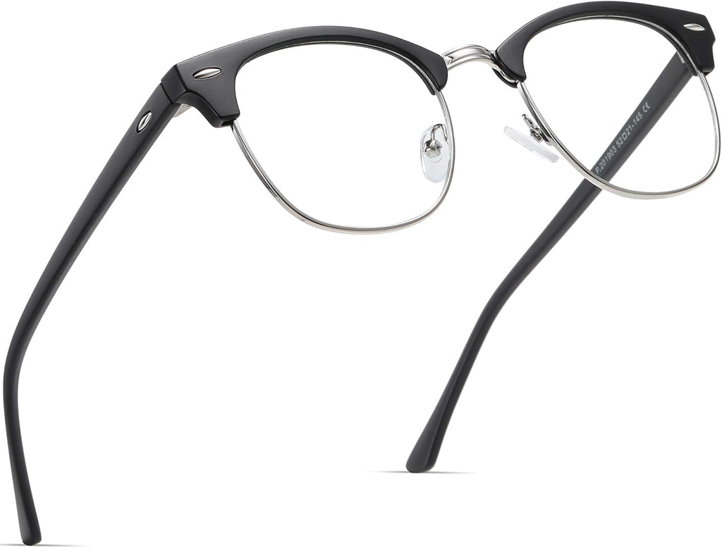 Blue Light Blocking Glasses Vintage Half Frame UV Clear Lens Anti Eyestrain Computer Gaming Glasses for Women Men