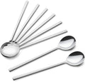 IQCWOOD Spoons  8 Pieces Korean Spoon  8.5 Inch Stainless Steel Table Soup Spoons with Long Handles for Home  Kitchen  or Restaurant Flatware Set