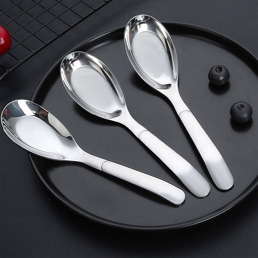 Asian Soup Spoons Chinese Soup Spoons Stainless Steel Spoons  Thick Heavy Stainless Steel Soup Spoons Table Spoons Dinner Spoons Flat Square Spoon Set of 4