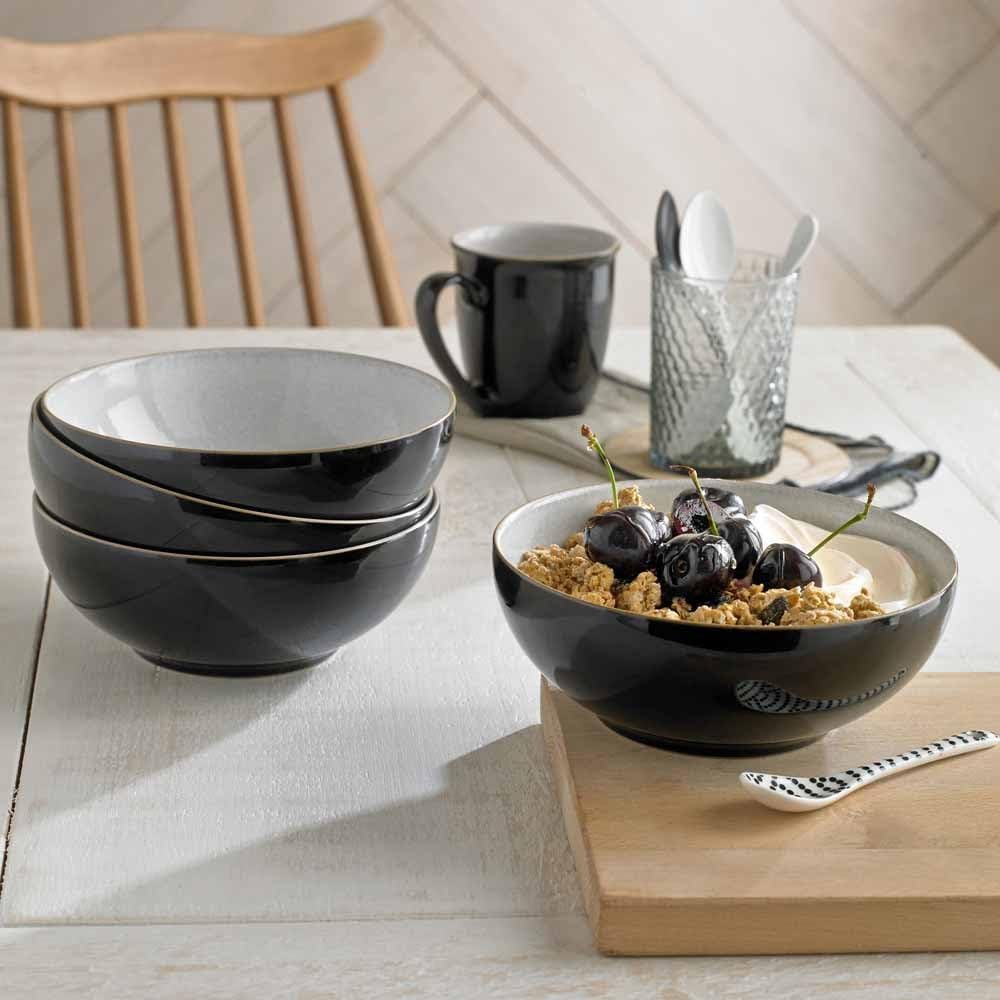 Denby Elements 4 Piece Cereal Bowl Set  Black
