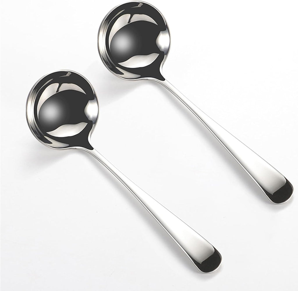 Small Ladle  304 Stainless Steel Small Gravy Soup Serving Ladle for Sauces or Serving Soup Spoon  Silver (2 pack)