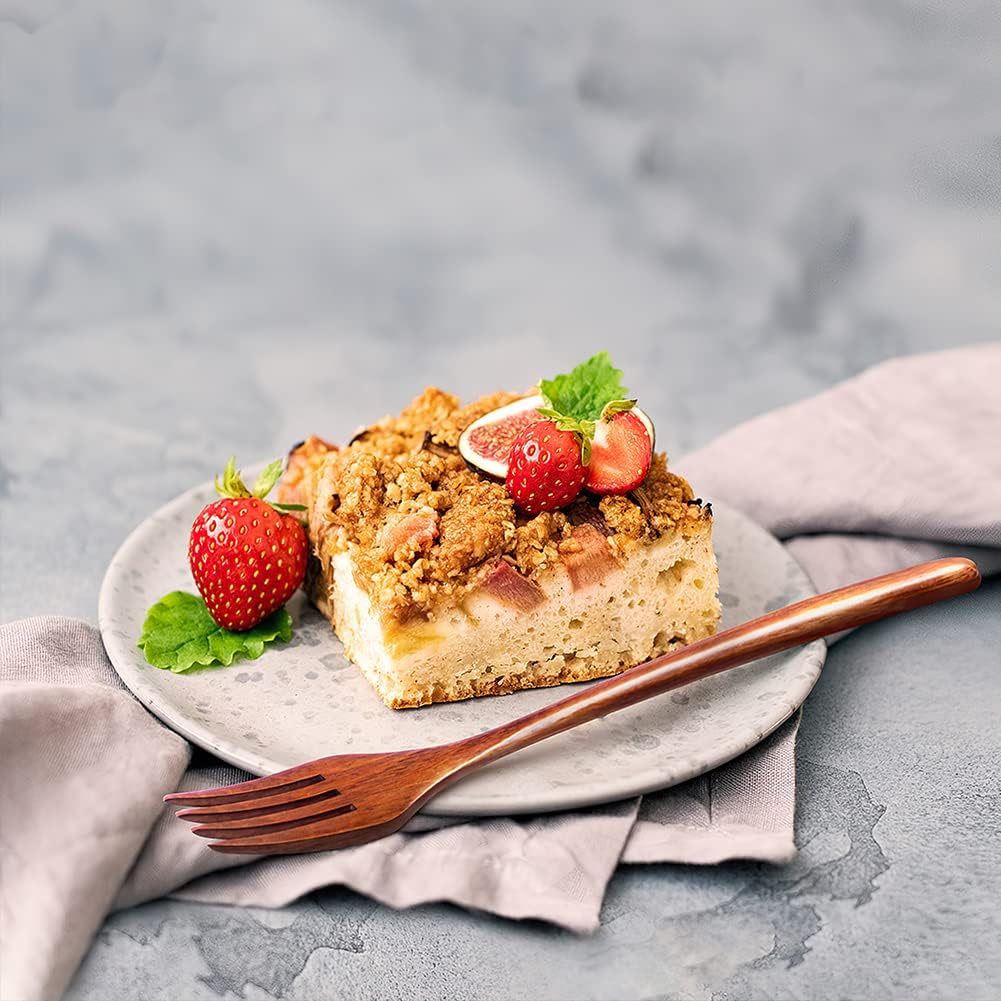 Forks Wooden Forks  AOOSY 6 Pieces Eco-friendly Japanese Wood Salad Dinner Forks Wooden Forks Set Reusable Handmade Natural Wood Flatware Set for Cooking Stirring Eating