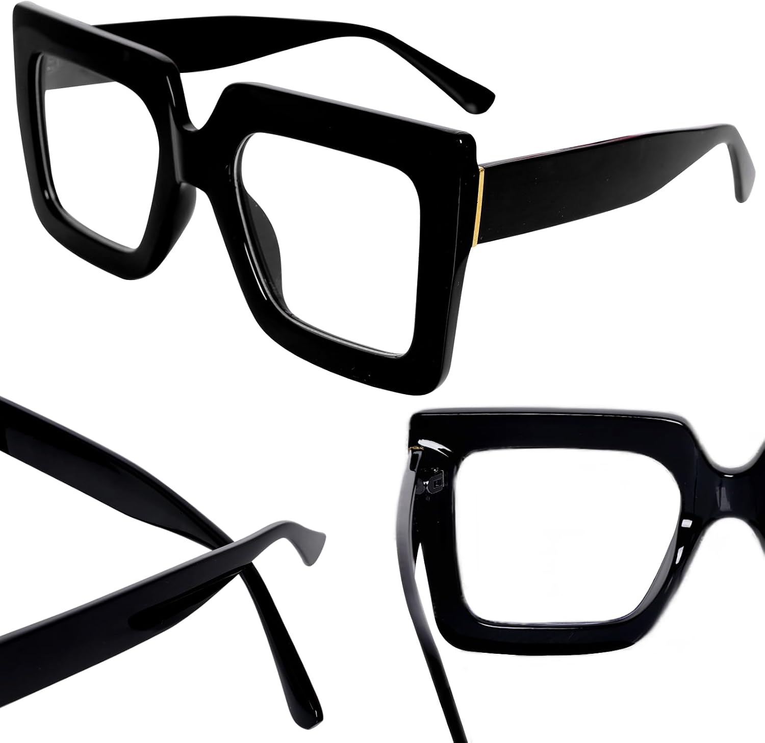 hoyuwak Oversized Square Blue Light Glasses Big Frame Computer Eyewear Thick Fashion Clear Glasses for Women Fashion