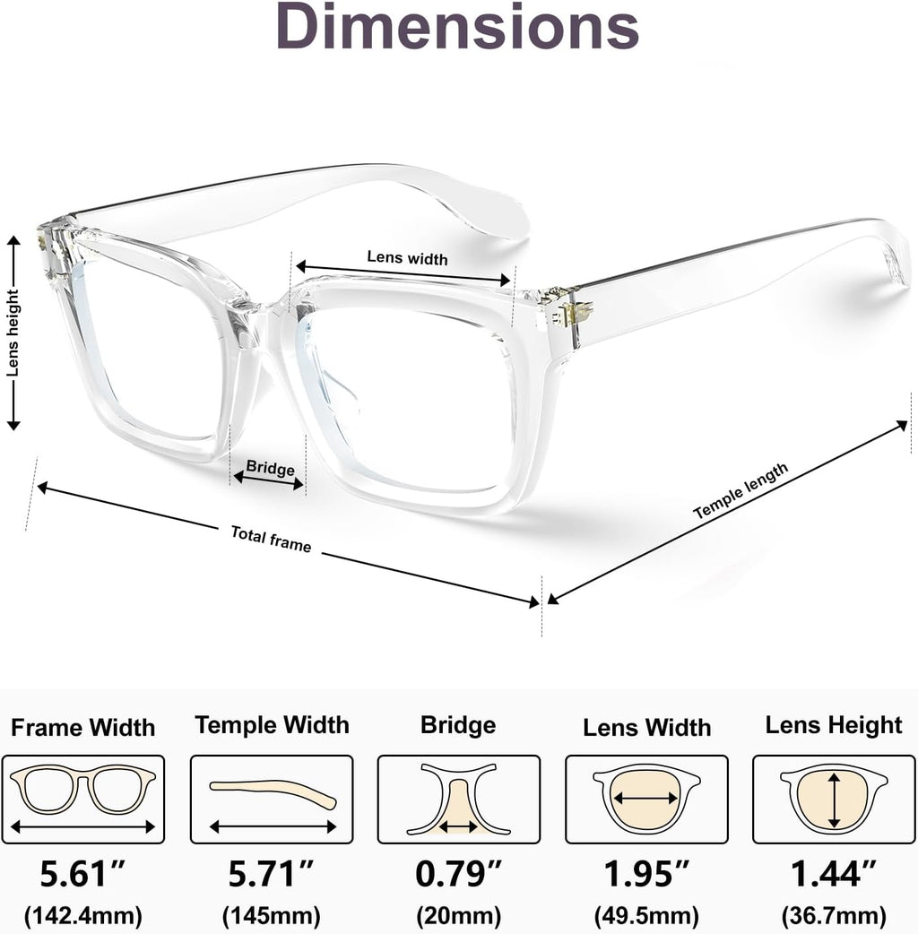 VISOONE Chunky Square Blue Light Blocking Glasses with Anti Computer Glare for Working Women Men MONTANA