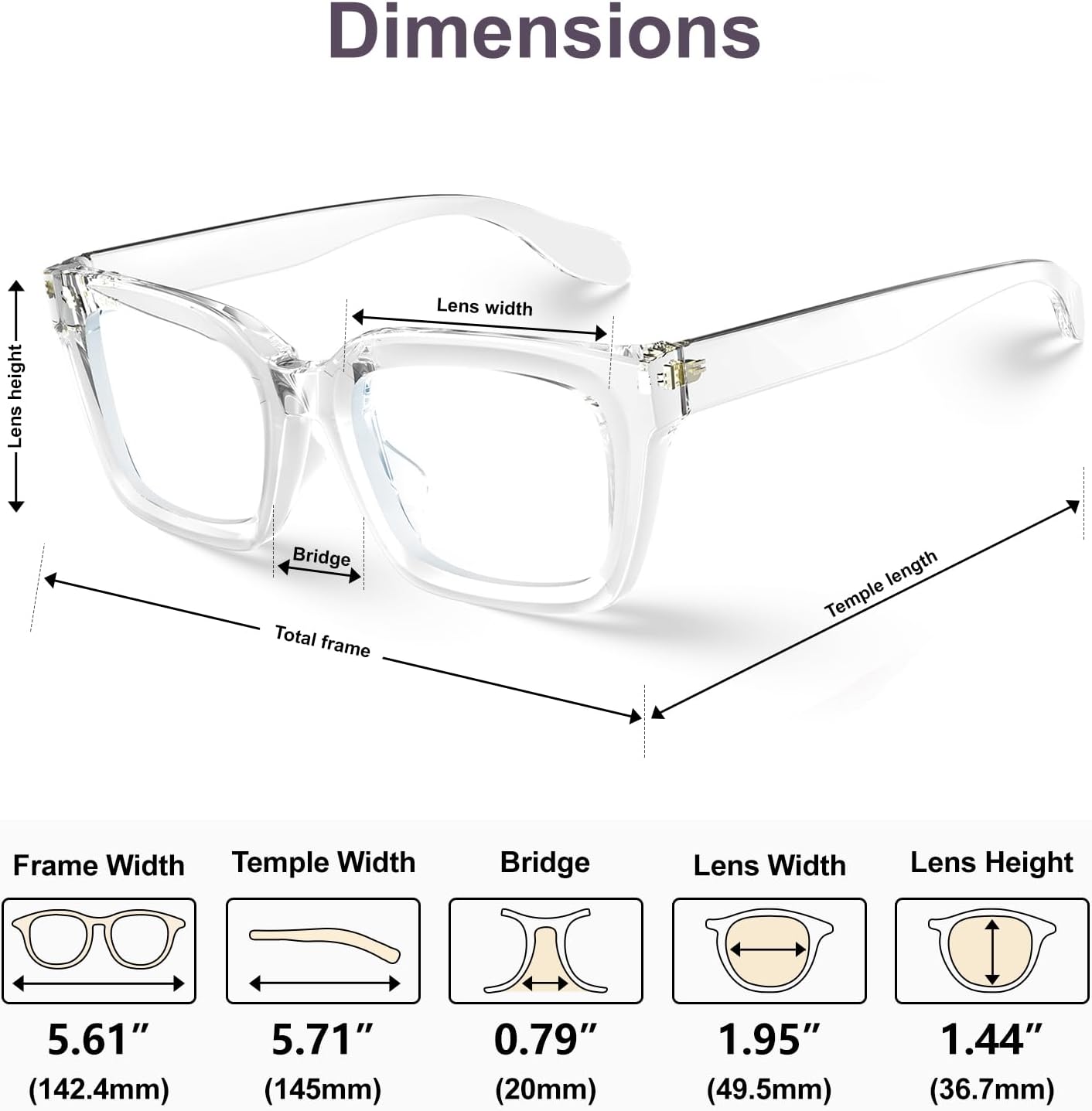 VISOONE Chunky Square Blue Light Blocking Glasses with Anti Computer Glare for Working Women Men MONTANA