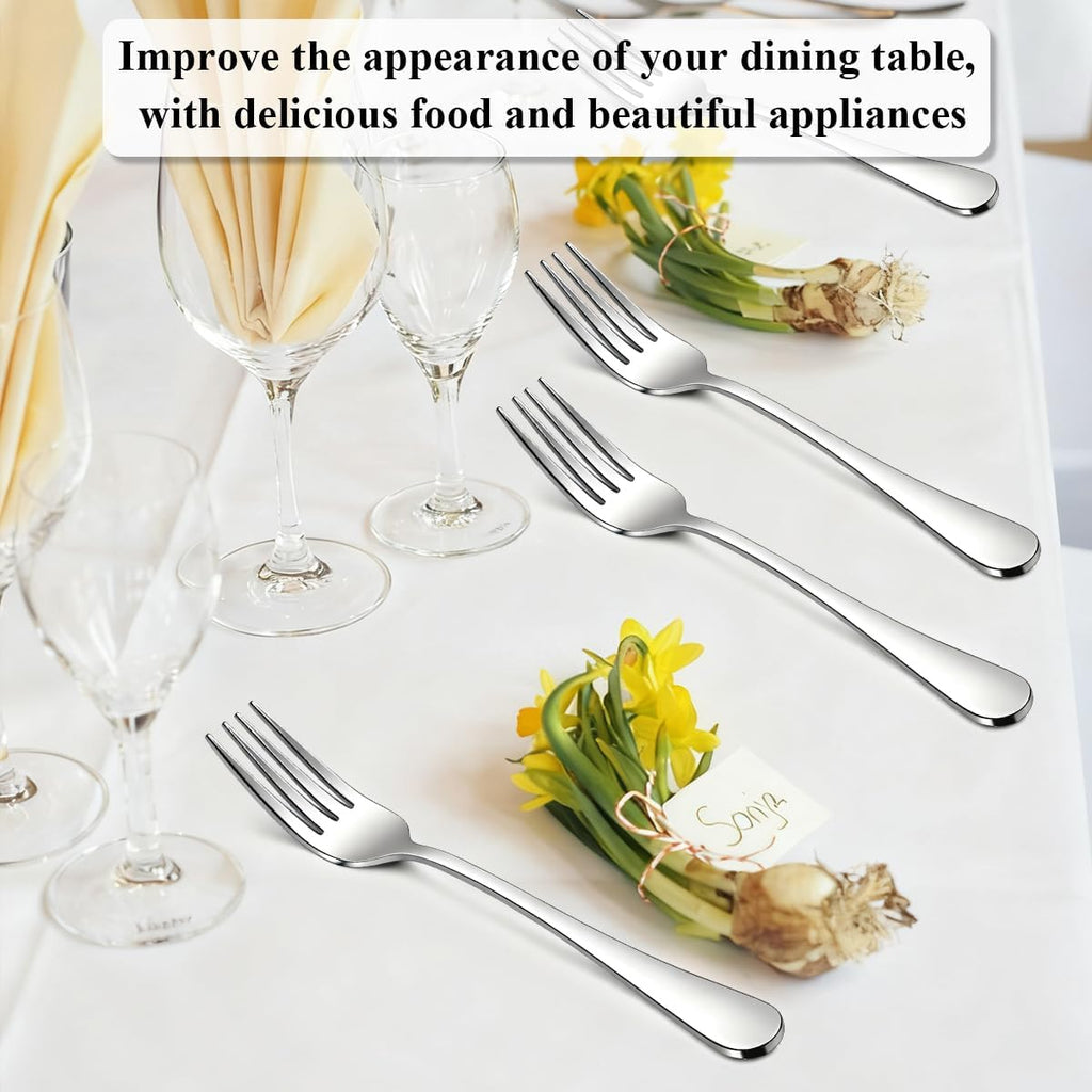 Berglander Salad Forks Set 24pcs  Stainless Steel 7.28" Dessert Forks  Flatware Silverware Fork for Home Kitchen  Restaurant  Hotel  Dishwasher Safe