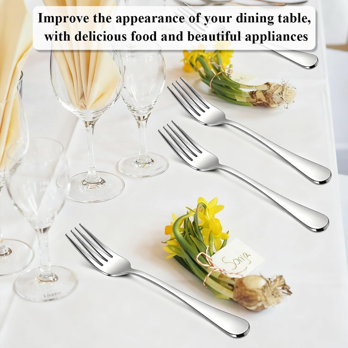 Berglander Salad Forks Set 24pcs  Stainless Steel 7.28" Dessert Forks  Flatware Silverware Fork for Home Kitchen  Restaurant  Hotel  Dishwasher Safe